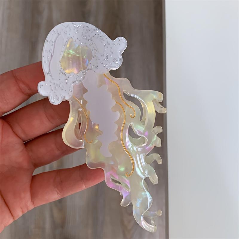 Ocean-Inspired Acetate Hair Claw - Large Jellyfish & Shark Design, Elegant Cute Grip, Big Animal Cartoon Hair Clip 