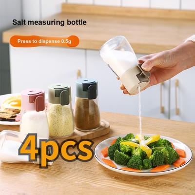 4 Pcs Measuring Salt Bottle, Household Seasoning Bottle, Press Type Seasoning Jar, Spice Storage Box, Salt Jar, Kitchenware