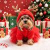 Festive Red Plaid Pet Dress Dogs Cats Warm Winter Holiday Tutu Skirt With Reindeer Design