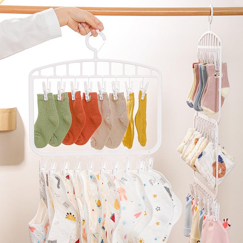 Socks Drying Rack With 18/26 Clips Underwear Baby Saliva Towel Space-Saving Multifunctional Household Dormitory Student Laundry