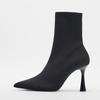 Designer Woman Black Knitting Stretch Fabric Sock Boots Elegant Pointed Toe Ankle Boot High Heels Party Prom Shoes Size 40