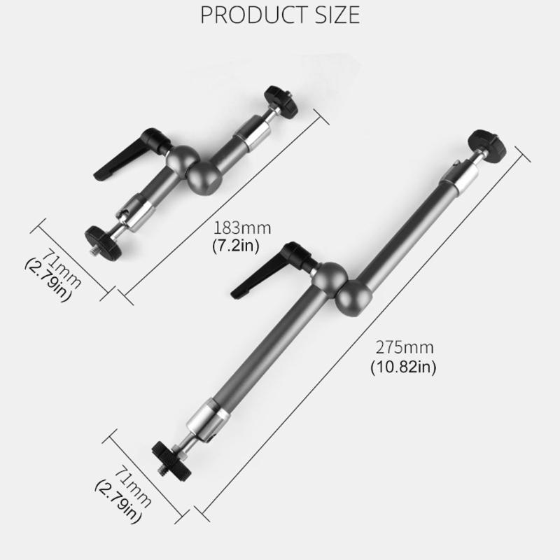 High Strength Photography Arm Adjustable 7/11Inch Option Constructed From Aluminum Alloy 10KG Load 1/4 Screw Mount