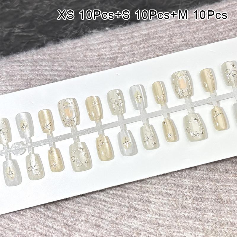 10/30Pcs Oval Fake Nails Art Dyeing Gilding Fake Nails Full Cover Wearable Starlight Design Press On Nails Tips Glitter Aurora