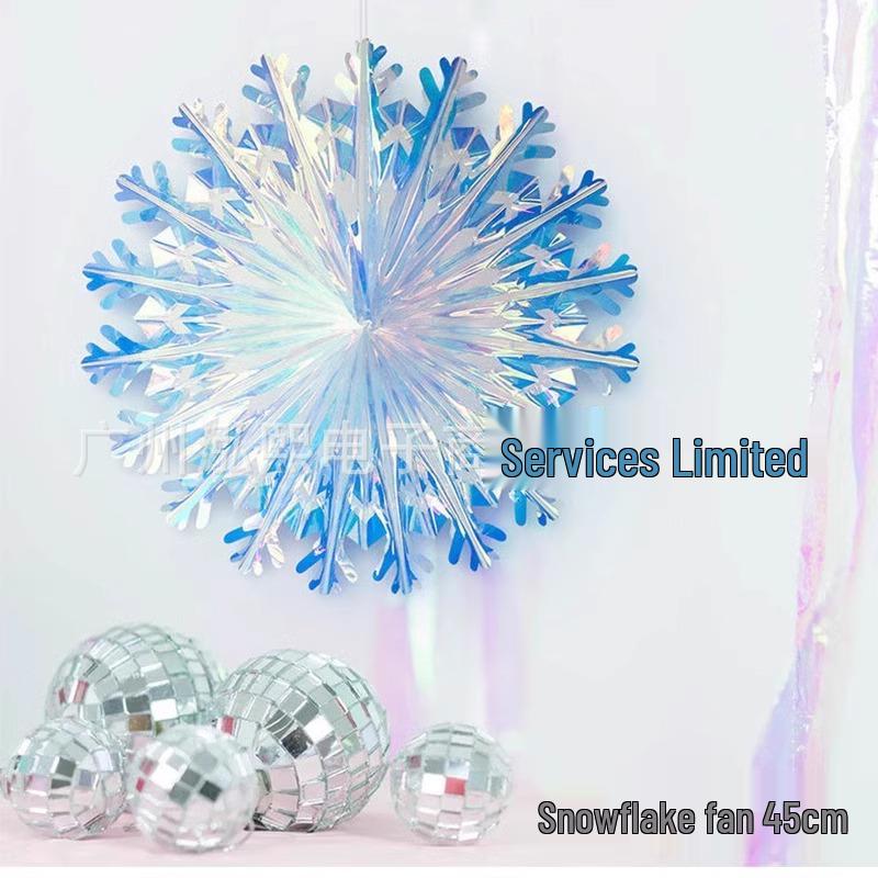 Seven-Color Gradient Flower Ball: Neon Film Snowflake Decoration for Parties & Events
