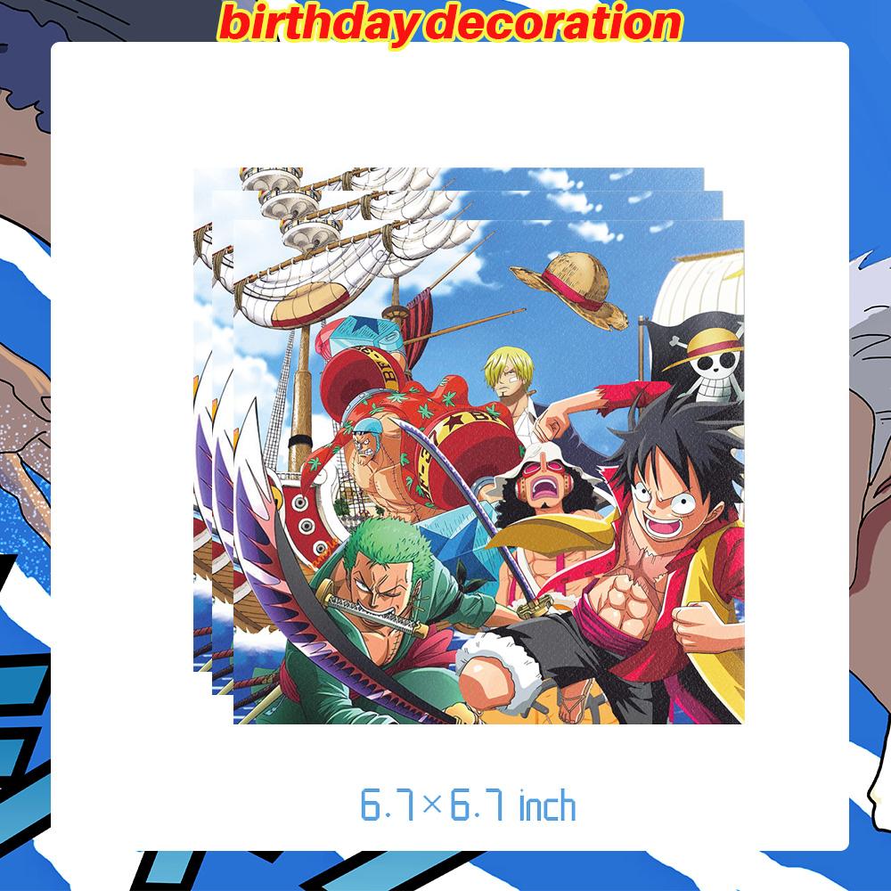 Dekoracje Urodzinowe One Piece Balon Luffy Zoro Jednorazowe Talerzyki Imprezowe Baner Dekoracja Tortu Torebki na Prezenty Chłopcy Akcesoria na Baby Shower