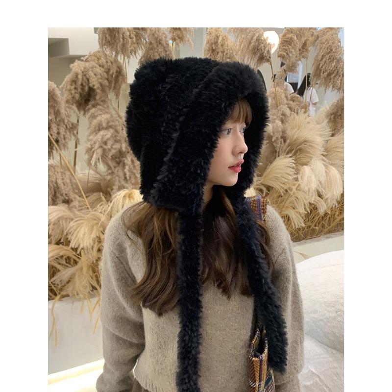 Women S Plush Hat With Bear Ears Warm Ear Protection Casual Hat