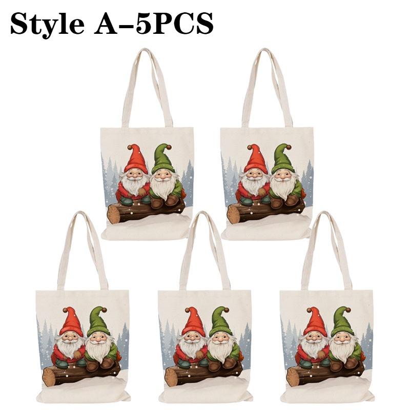 Christmas Canvas Tote Bag Shoulder Handbag Lunch Storage Grocery Bag for Women Festive Holiday Shopper Bag Christmas Gift Decor