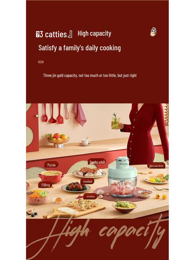 Fleischwolf mit zwei Kammern, Geschmacksneutral, Dickes Glas, Multifunktionaler Lebensmittelverarbeiter für Fleisch und Gemüse.