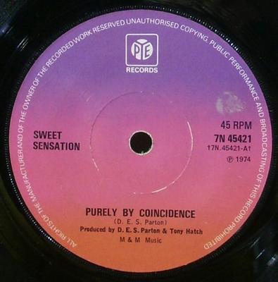 7palcová deska SWEET SENSATION - Purely By Coincidence 7N45421 Pye Records 1975 UK Soul/Funk Použitá