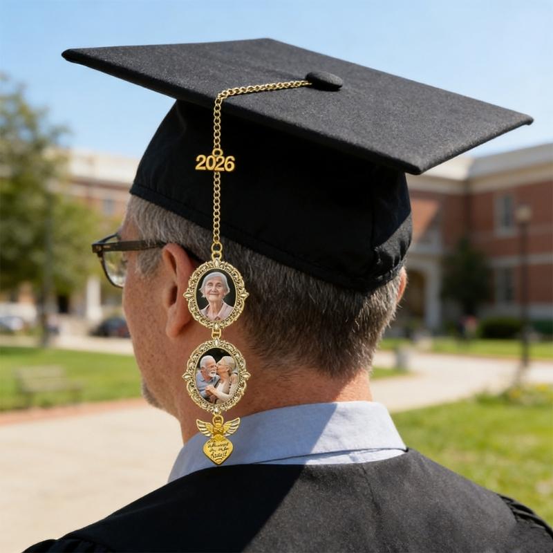 Personalized Graduation Cap Tassels Photo Charm Decorative Zinc Alloy Keepsake For Commencement Ceremony