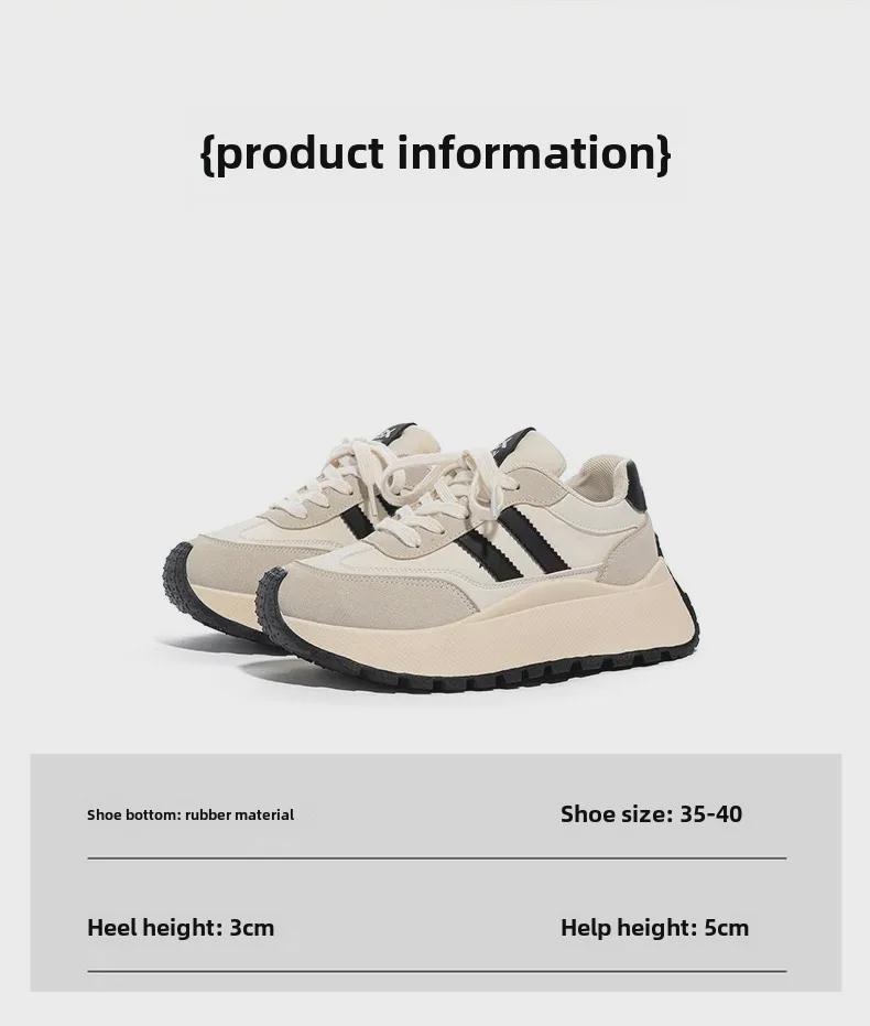 Women's 2024 Spring Celebrity Style Thick-Soled Dad Shoes - Trendy Height-Boosting Casual Sneakers