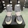 R-o Designer Boots Men Sneaker Women Gray Leather Grey Ankle Boot Jumbo Laces Platform 6cm Thick Sole High Top Shoes Casual Shoe