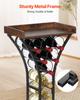 15 Bottle Wine Rack,Iron Freestanding Floor Wine Holder, Mini Bar Stand Liquor Cabinet with Wood Tabletop, For Home Bar,Kitchen,Living Room,Dining