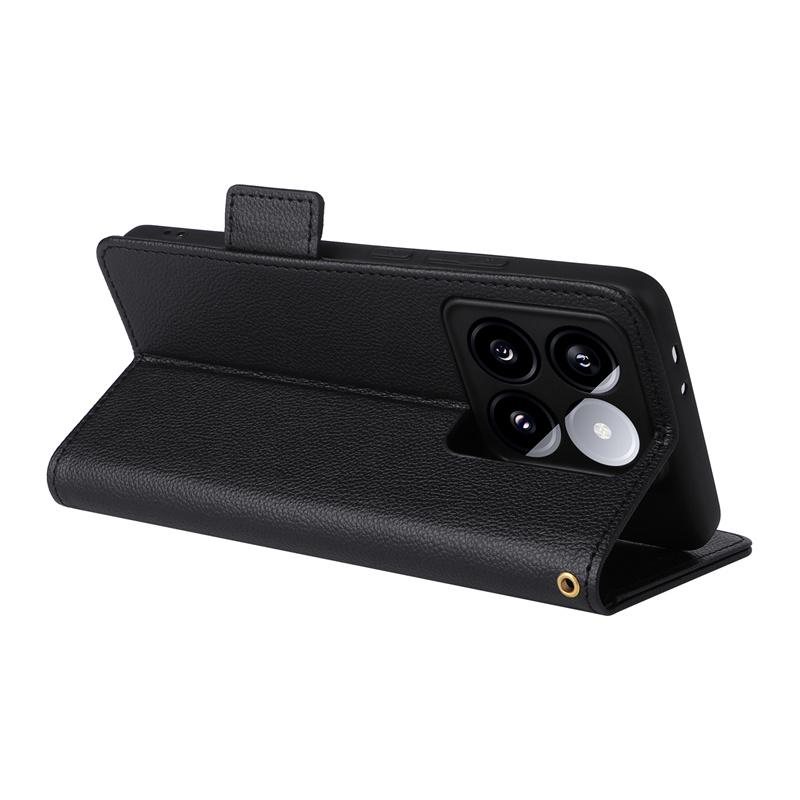 For 14T Pro Cover Litchi Wallet Side Buckle Splicing Flip Over Leather Case For 14T Pro Wrist Rope Phone Case