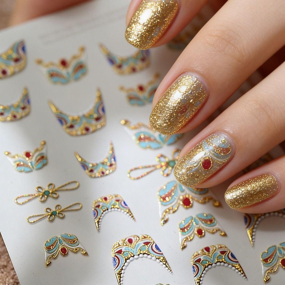 Imitation Gemstone 5D Nail Stickers Shiny Palace Nail Decals Nail Decorations DIY Manicure