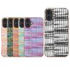 For iPhone 16 Case Electroplating Edge Plaid Texture PU Leather+PC+TPU Phone Cover