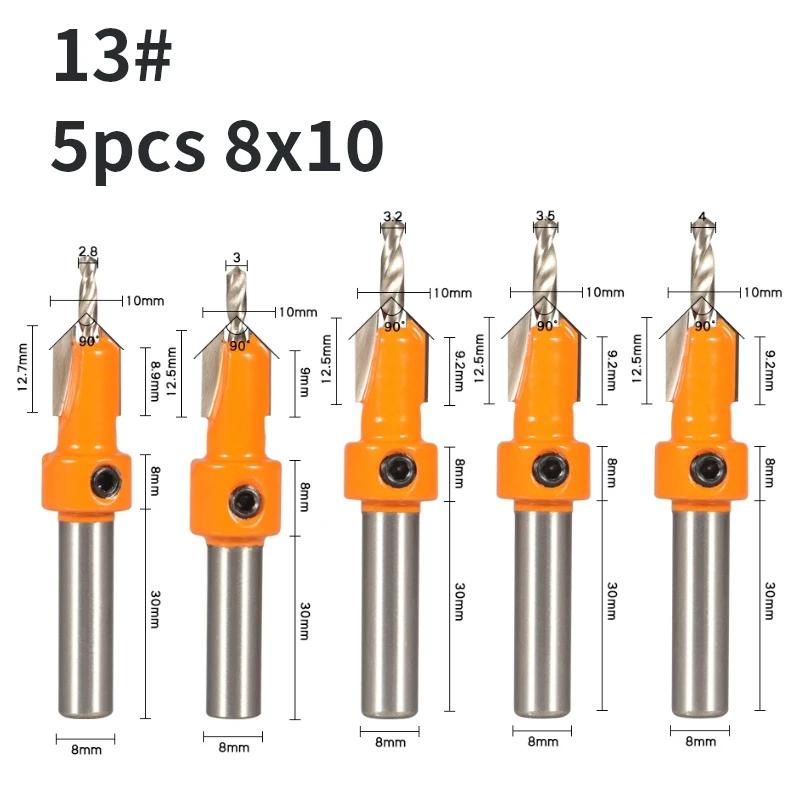 8MM Shank Hss Countersink Router Bit Screw Extractor Woodworking Hole Opener Drill  Milling Cutter For Wood Alloy Step Drill