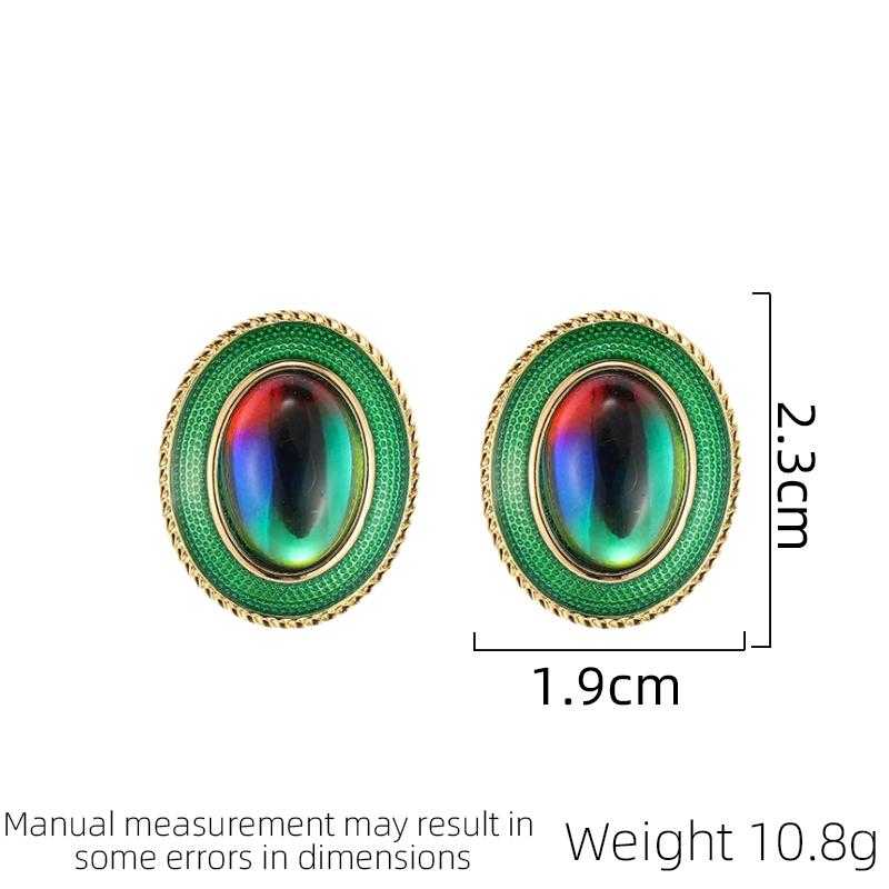 SUYU Zircon Geometry Oval Vintage Earrings Elegant New Water Color Crystal Personalized Classic Women's Earrings