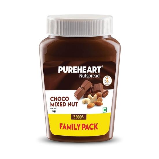Pureheart Nut Spread Choco Mixed Nut (1 kg) Nutty Chocolate Spread for Breakfast, Delicious, Smooth & Creamy Snack 1KG