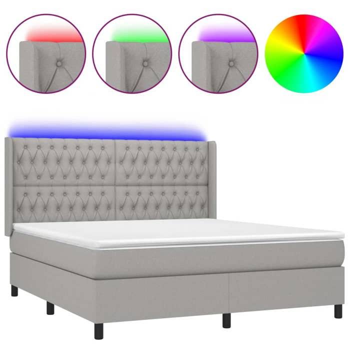 VidaXL Slat Bed Base with Mattress and LED, Upholstered Bed, Double Bed, Adult Bed for Interior Bedroom, 3138573