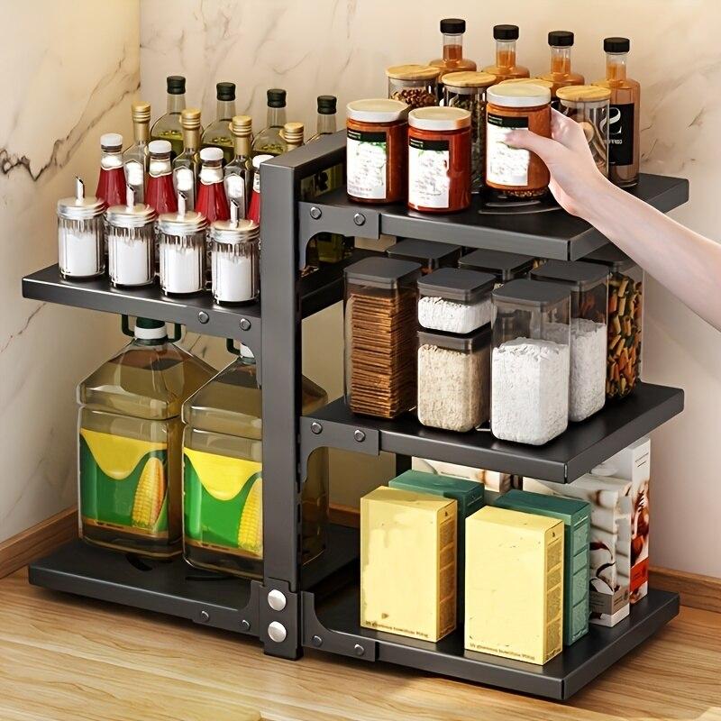 5 Tier Pots Pans Organizer for Under Cabinet Adjustable Rustproof Cabinet Storage for Big Stockpots Castiron Pans Heavy Cookware