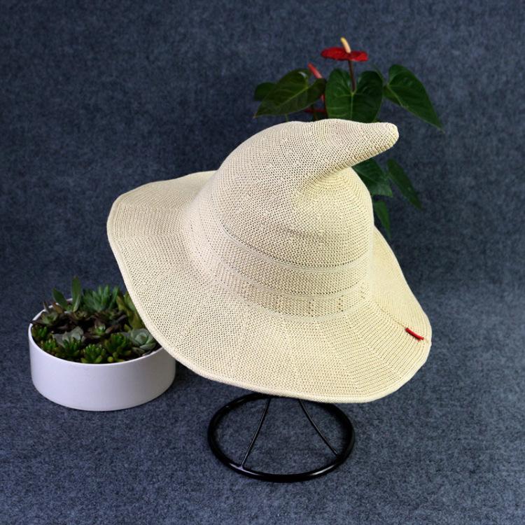 BUTTERMERE Women Witch Hat Knitting Bucket Hat Korean Ladies Wizard Hat Wide Brim Female Fishing Hat Khaki Black Ray Pink Beige One Size бежевый