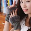 Mittens Fingerless Soft Stretch Gloves Faux Rabbit Hair Gloves Women Girls Winter Warm Gloves Warm Knitted Half-finger Glove