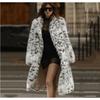 Cappotto da donna in pelliccia sintetica soffice con stampa leopardo delle nevi, comodo capospalla per tutti i giorni