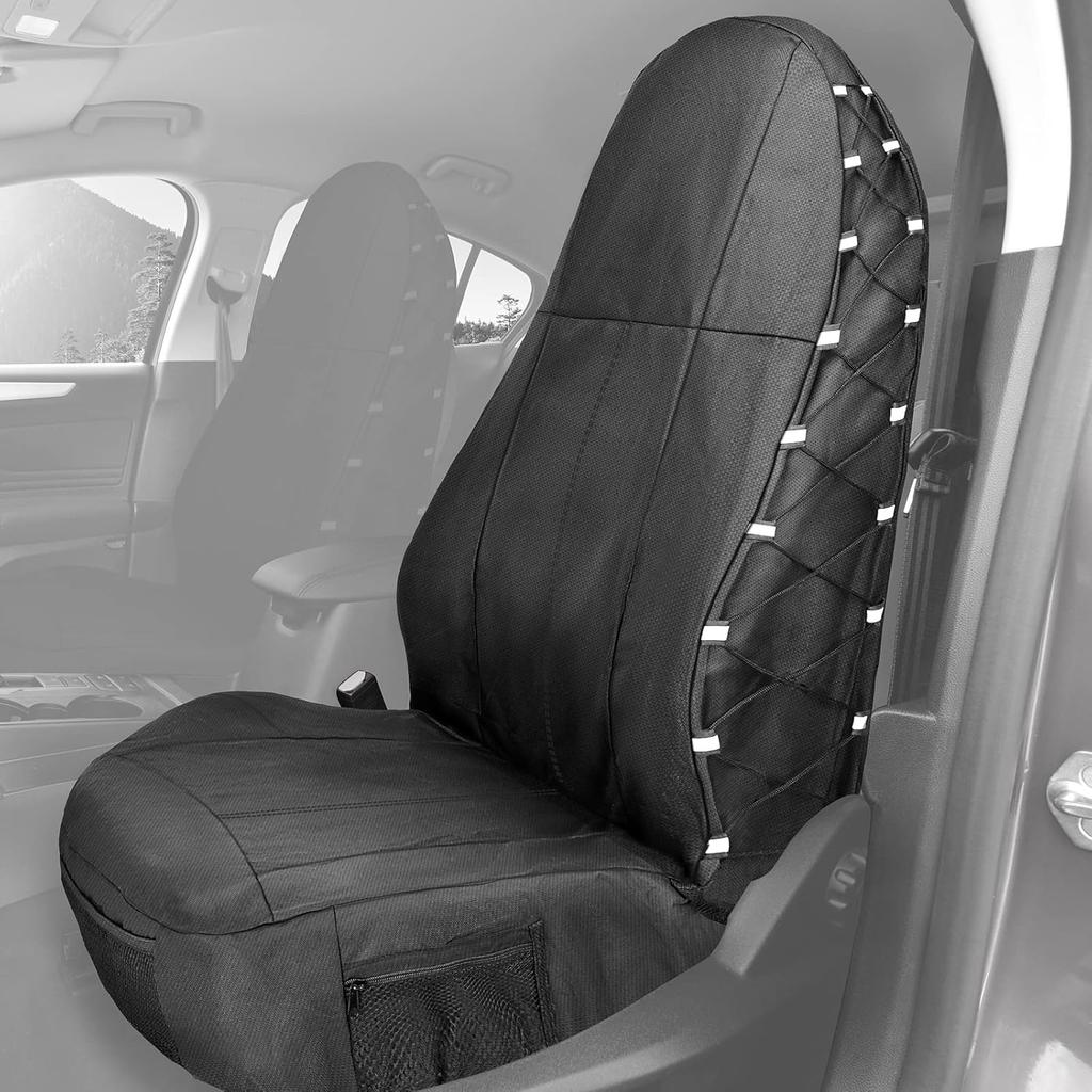 Car Seat Covers for Trucks Waterproof Driver Seats 1pcs Coveralls Truck Bucket Black Protection Seats Covers Fits Pickup/SUV/RV/Van