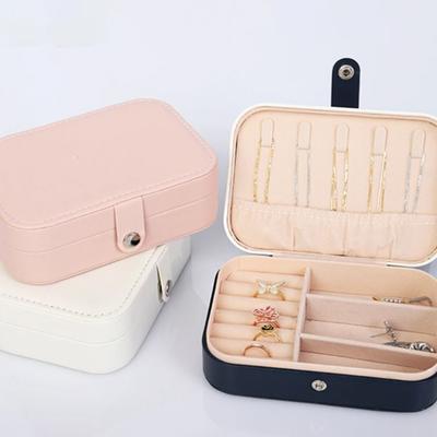 1pc Portable Double Layer Jewelry Storage Box - Organize Earrings, Necklaces, and Rings - PU Leather Desktop Organizer for Hotel Use