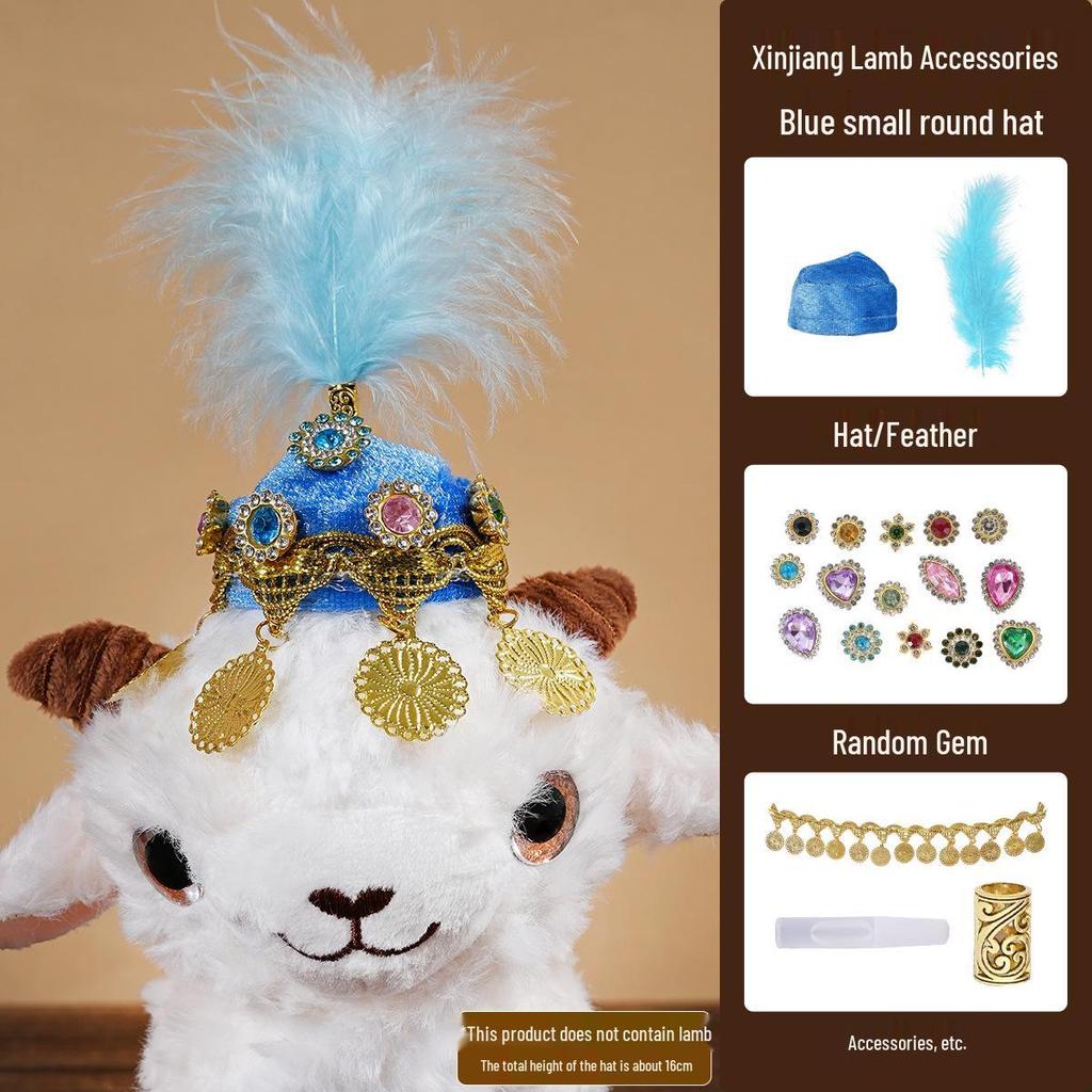 Xinjiang Lamb Hat: Rhinestone-Inlaid Triangle Cartoon Ethnic-Style Accessory for Tourism Wear