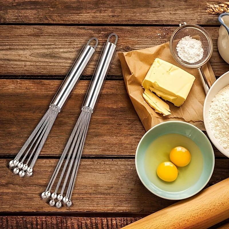 1pc Stainless Steel Ball Whisk Set Kitchen Whisk Wire Egg Whisk for Cooking Blending Whisking Beating Stirring Egg Baking Tool