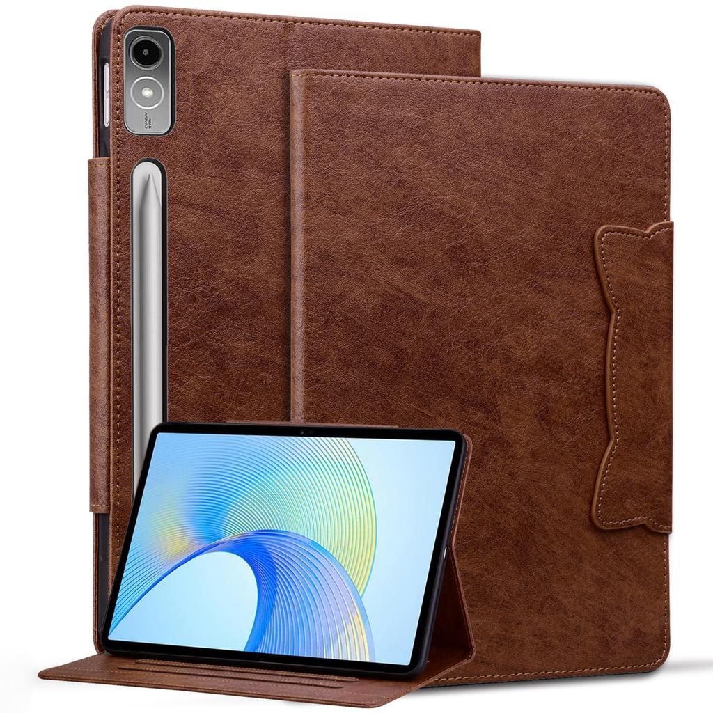 For Lenovo Tab P12 Shockproof Case Magnetic Clasp PU Leather Tablet Cover with Card Slots