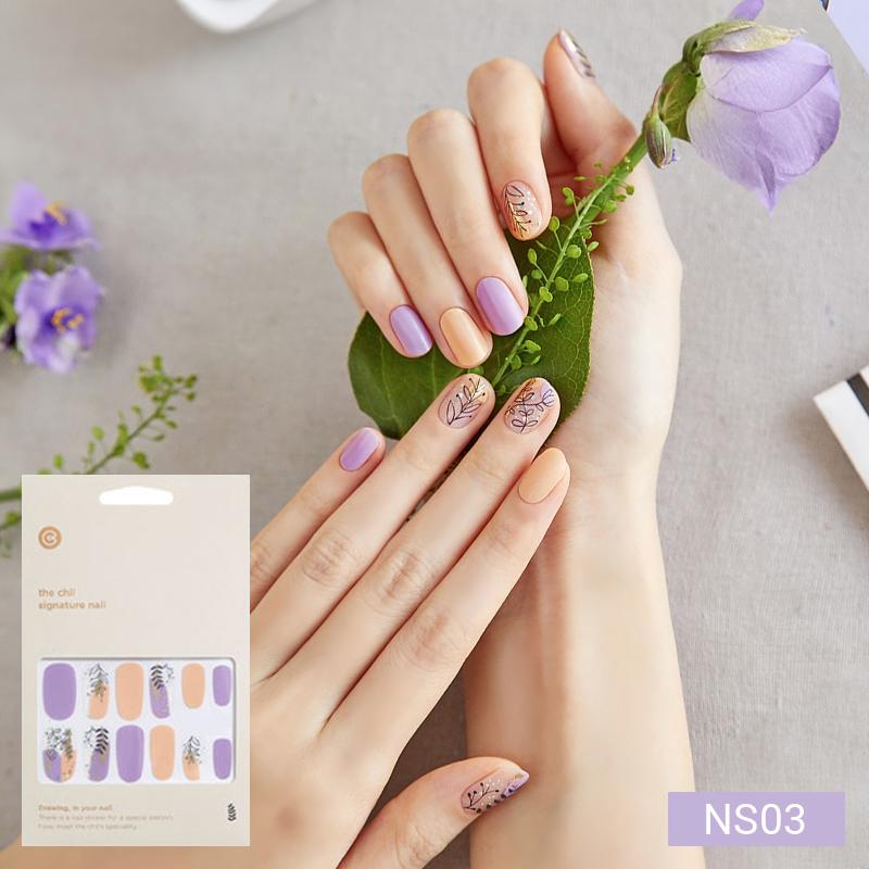 Floral Nail Stickers - 24pcs Self-Adhesive Strips, Quick 5-Min Manicure