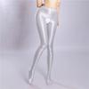 Sexy Women Crotchless Pencil Pants Elastic Glossy Shiny Slim Leg Yoga Shape Legging Tights Summer Ootd Fashion Party Dance