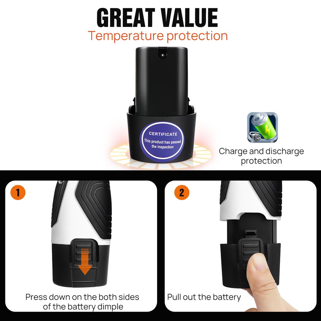 Cordless Drill Driver Kit with Battery,2 In 1 Electric Screwdriver Driver Tool Kit 45 N.m, Dual Speed 3/8 Inch Keyless Chuck