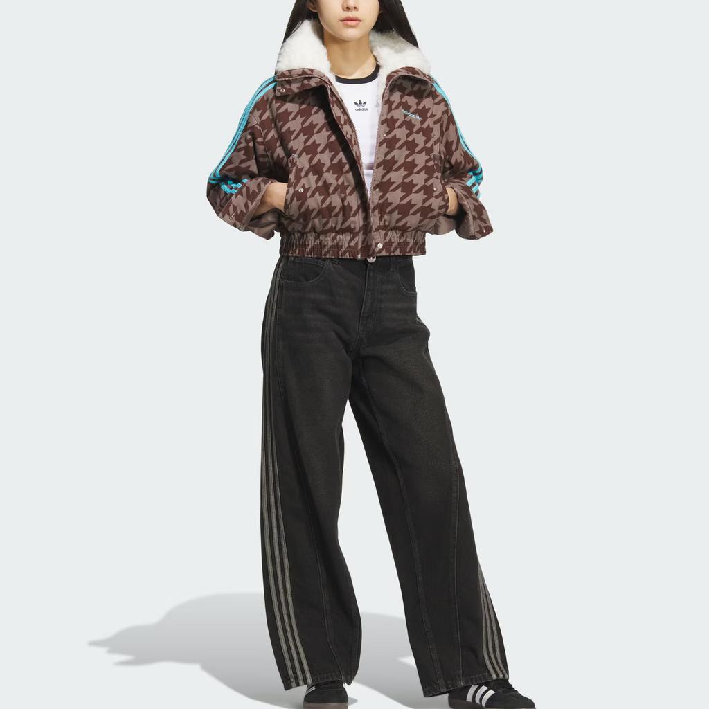 Adidas Originale FW25 Hahnentritt Warm Gestreifte Sport Baumwolljacke Damenjacke KA9732