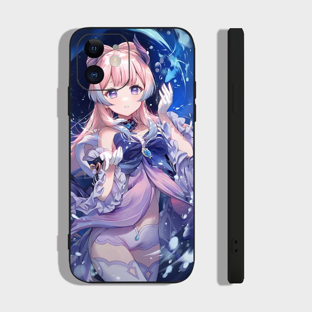 Sangonomiya Kokomi Genshin I-Impact Anime Phone Case For IPhone 17 Air 16 15 14 13 Pro Max 11 12 Black Silicone Cover