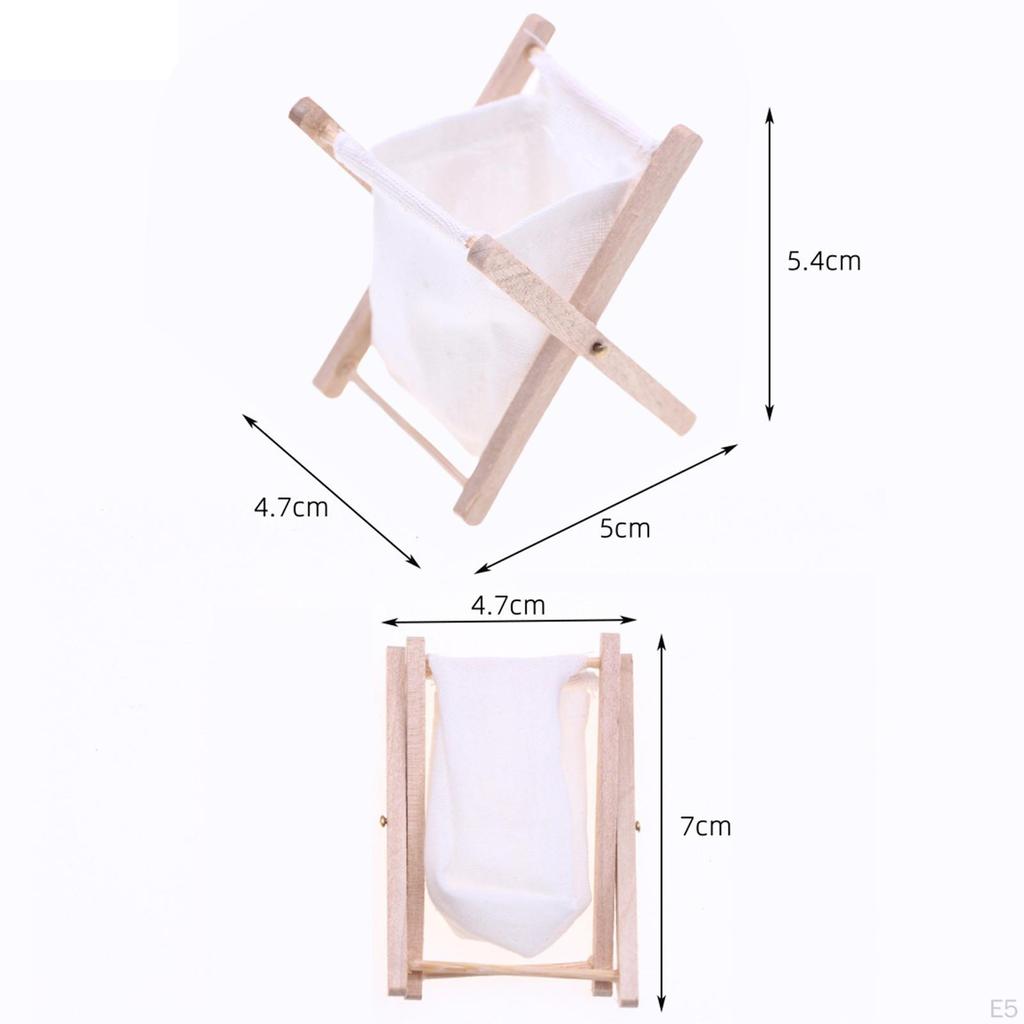 1/12 Dollhouse Miniatures Laundry Basket Folding Clothes Ornaments Wooden Furniture