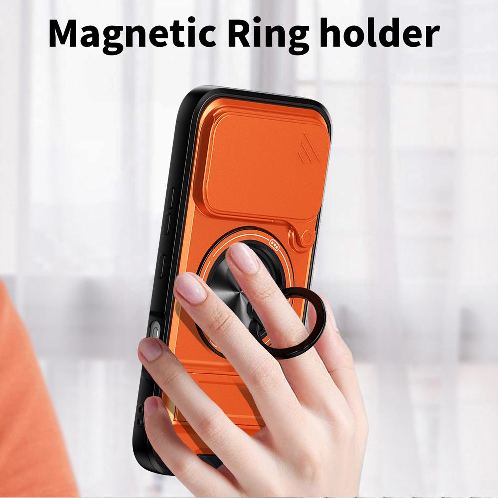KEYSION Magnetic Phone Case for HONOR 600 600 Pro 5G Slide Camera Protection Upright Kickstand 360° Ring Shockproof Back Cover