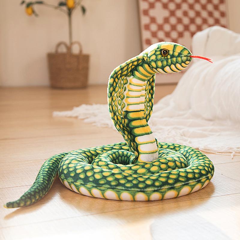 Large Simulated Cobra Doll Plush Toy Zoo Big Snake Coiled Snake Doll Tricky Fake Snake Doll