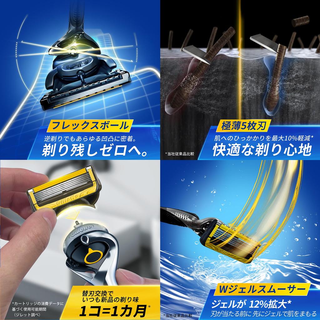 Gillette [Authentic] Gillette Men's Razor Blades, 10-Pack, ProShield, Close Shave, Gentle on Skin [Amazon.co.jp Exclusive]