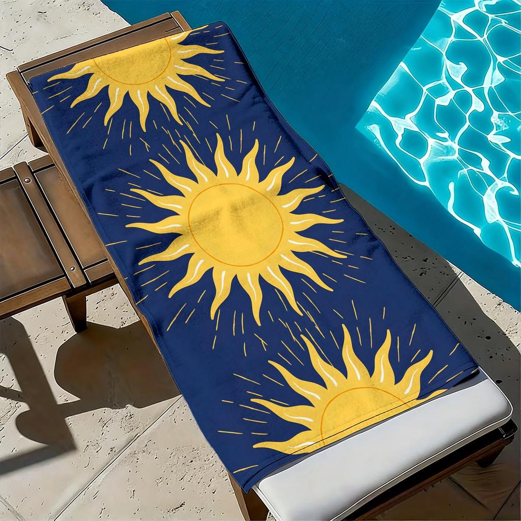 Retro Bohemian Sonne Totem Muster Polyester Mikrofaser Strandtuch ist sehr saugfähig, geeignet für Schwimmen und Strandausflüge