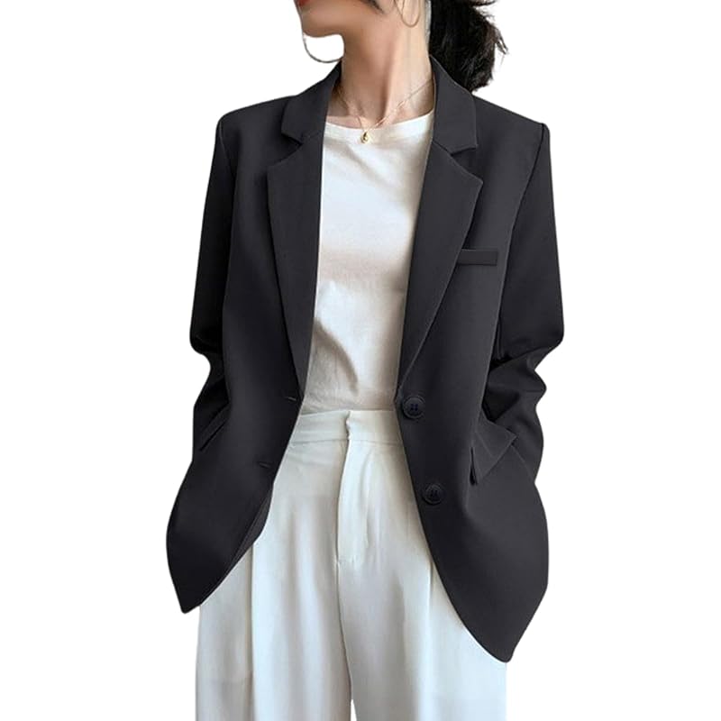 

[Leadamon-oee] jacket ladies tailored jacket suit outer With shoulder pads blazer formal long sleeve Haori tops Fashionable lined coat large size