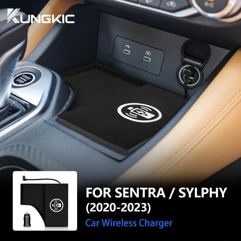 For Nissan Sylphy/Sentra     2024 2025 Wireless Phone Charging Pad Silicone Charger 15W Adapter for iphone