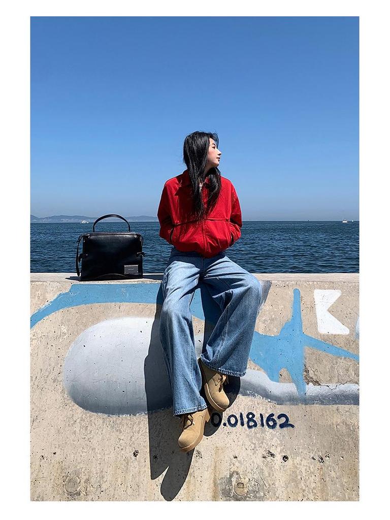 2025 Autumn/Winter Women's High Waist Retro Wide-Leg Jeans - Washed, Loose, Slimming, Versatile, Floor-Length.