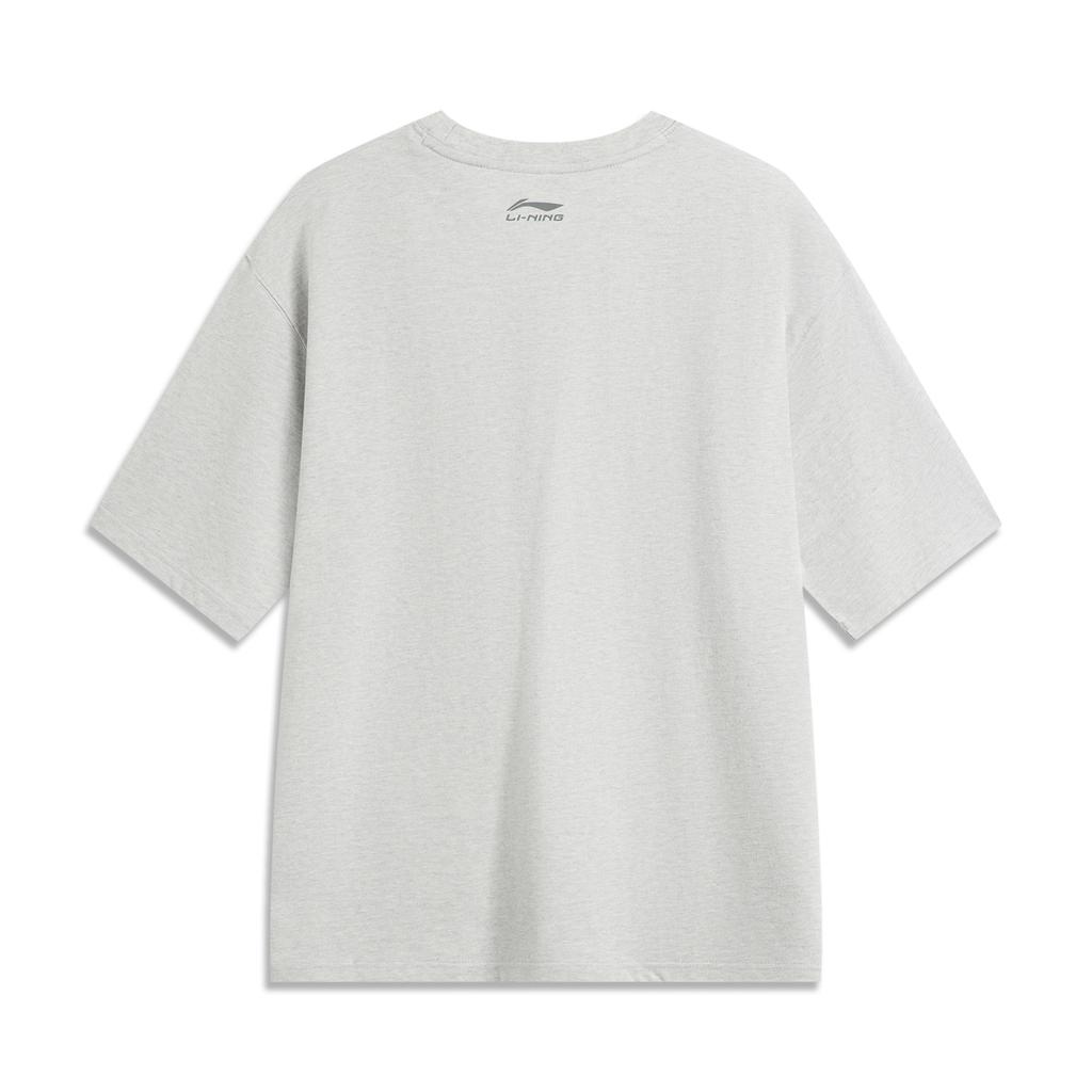 Li-Ning Comfortable Casual Simple Round Neck Pullover Breathable Short Sleeve T-Shirt Unisex Tops Flower-Gray Water-Drop-Gray AHSV253-3