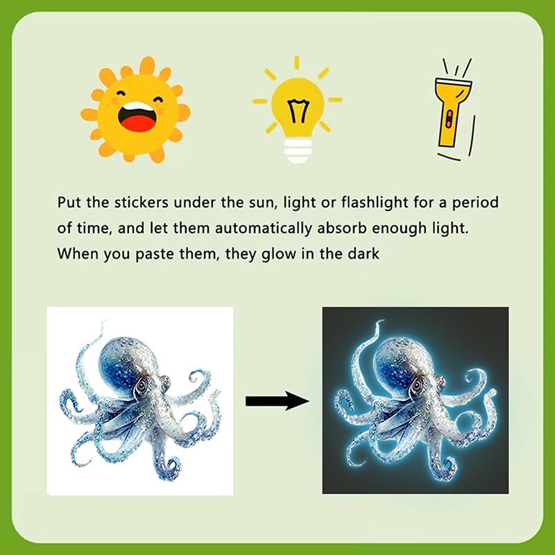 Blauwe Cartoon Octopus Toiletsticker Waterdicht Lichtgevend in het Donker Zelfklevend Verwijderbaar voor Badkamer Grappige Decoratie Ideeën