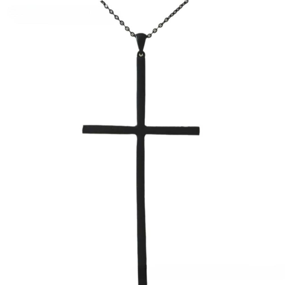 Gothic Victorian Black Cross Pendant Necklace for Women Men Halloween Personality Minimalism Amulet Collar Chain Jewelry Gifts