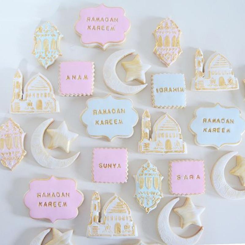 EID MUBARAK Cookie Cutter Set Moon Star Biscuit Mold Happy Eid Party Cake Baking Tools Ramadan Decoration Kareem Party Supplies